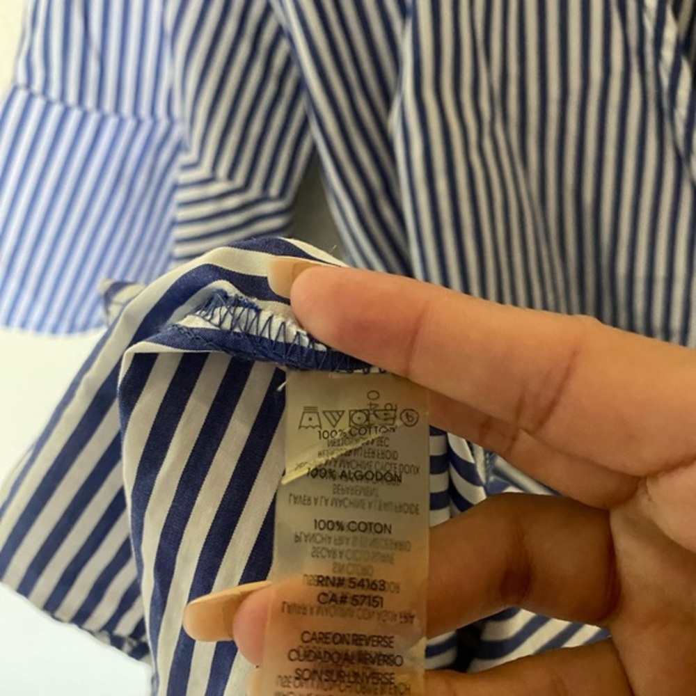 Calvin Klein Midi 100% Cotton Blue & White Striped Classy Wrap Dress‎ - Picture 2 of 3